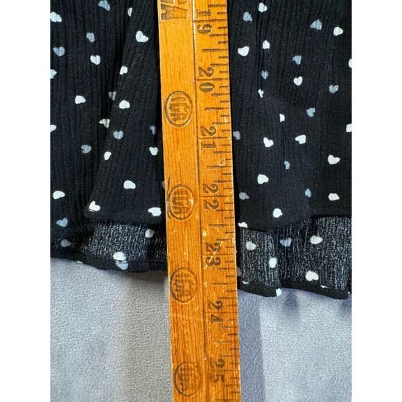 Pleione Semi Sheer Flowy Heart Top Women’s Size M Rayon Crinkle Ruffle Boho - Picture 5 of 12